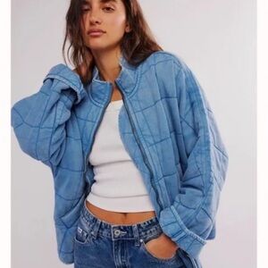 Soft Blue Quilted Jacket